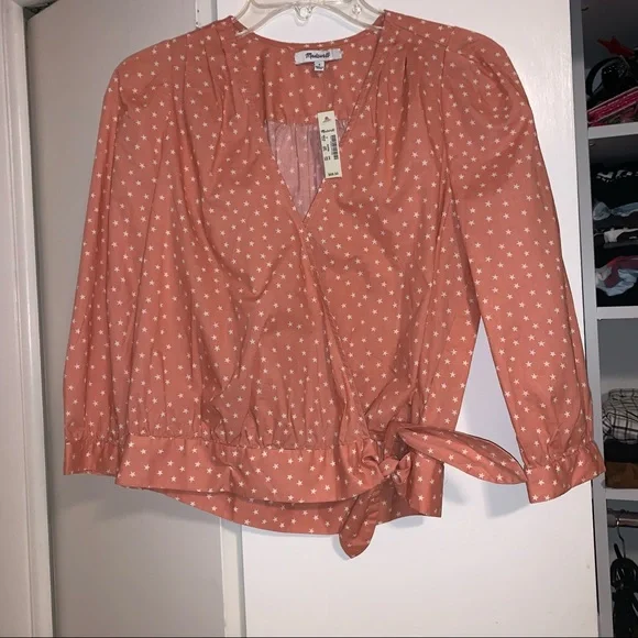 Madewell Star Scatter Coral Wrap Top - Picture 3 of 7